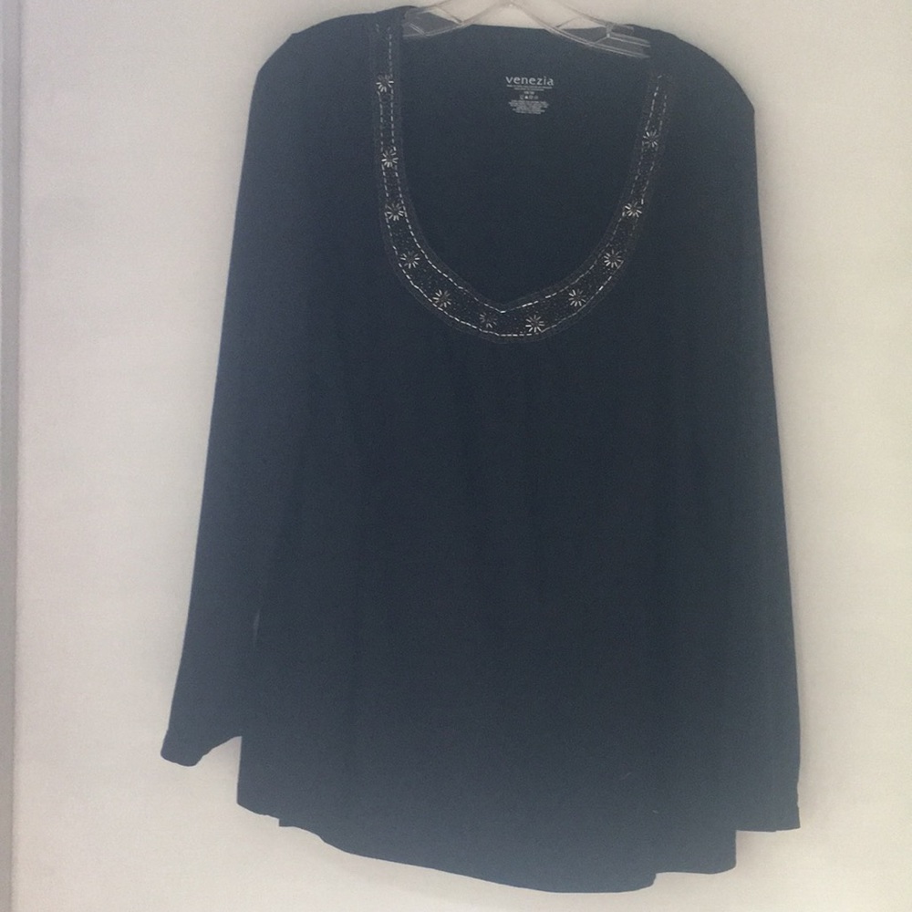 Venezia Plus Size Casual Blouse Beaded Neckline